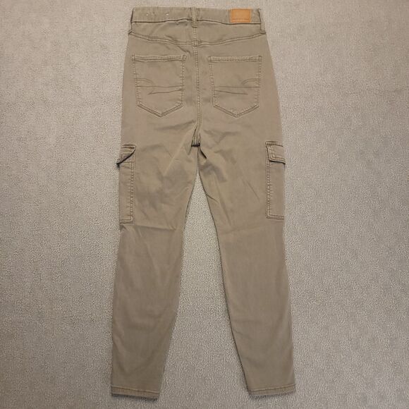 American Eagle AE Womens 6 Short Super Stretch Cargo Super Hi-Rise Jegging Khaki - Picture 2 of 11